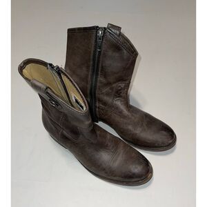 FRYE Women's Melissa Button Short Cognac Leather Ankle Boot Size US 7.5